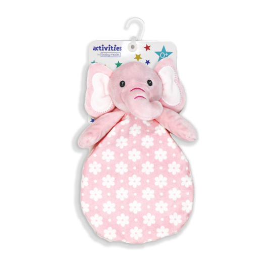 Activities by baby mode crinkle toy pink elephant is perfect for reaching, pulling and squeezing. It's a must have for sensory play, providing your little one with a comforting and calming effect.  100% Polyester  Ages: 0 months+   
