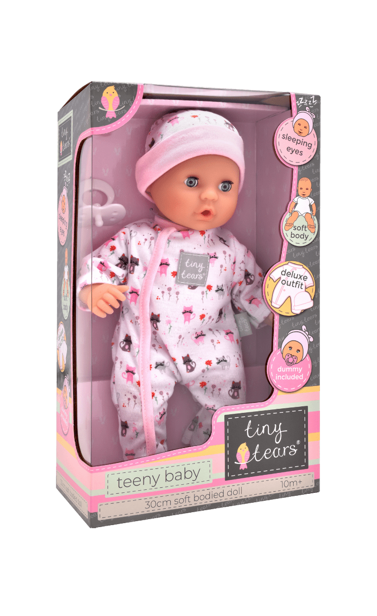 Teeny Baby Tiny Tears is an adorable cuddly baby doll. A soft bodied doll wearing a deluxe outfit. Perfect for 10m+

Doll Size:30cm