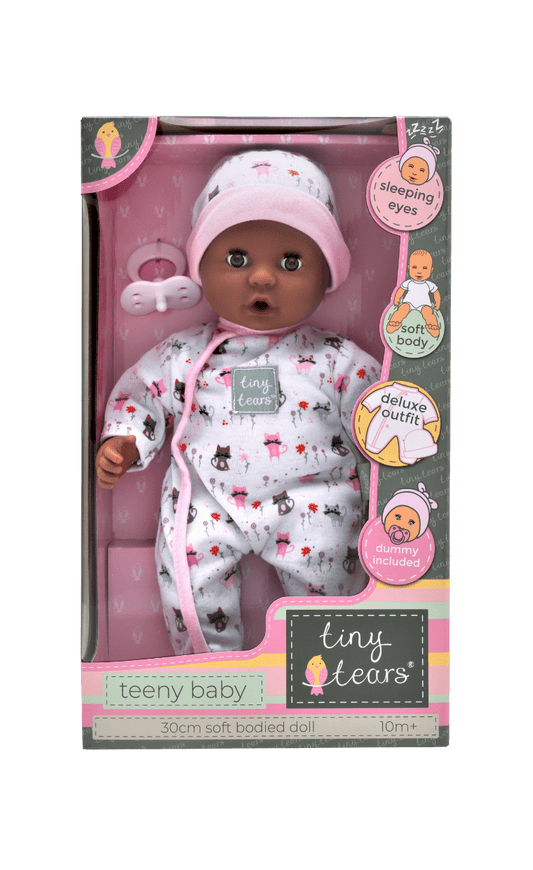 Teeny Baby is an adorable cuddly baby doll. A soft bodied doll wearing a deluxe outfit. Perfect for ages 10m+.
Doll Size: 30cm