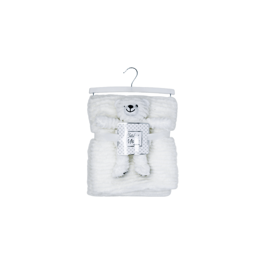 Made for the newborn in your life, this plush set makes the best gift. It includes a plush animal toy and blanket that are perfect for squeezing and cuddling.

-Set includes: Plush Bear Toy and Blanket

-100% Polyester

-Blanket: 30" x 36"

-Toy sits 6" high