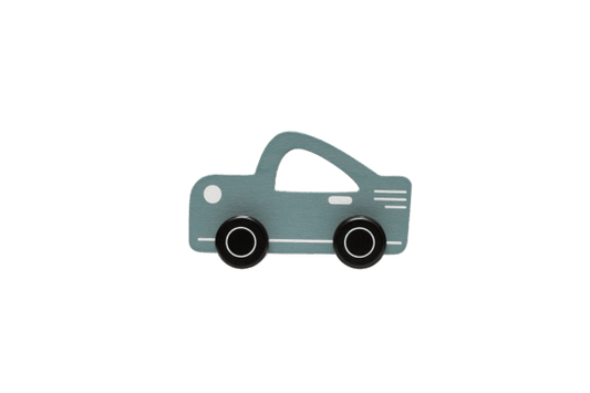 Wooden muted blue toy car 